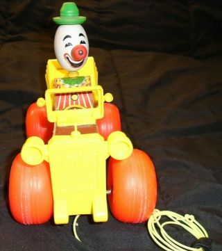 Vintage FISHER PRICE JALOPY Car Pull Toy WOODEN CLOWN 724 3