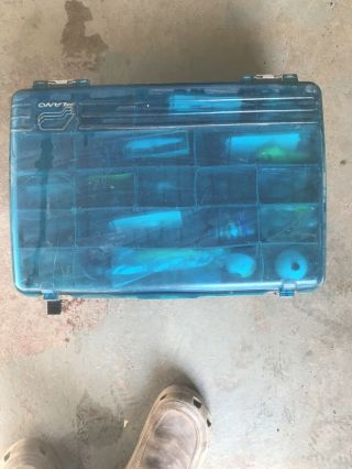 Vintage Plano Tackle Box Full Of Fishing Lures,  Two Reels Much More