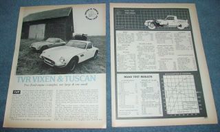 1970 Tvr Vixen & Tuscan Vintage Road Test Info Article " Two Ford Engine Examples