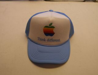 Apple Computer Rainbow Logo Think Different Hat - Blue W/blue Letters