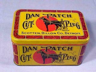 Antique Dan Patch Cut Plug Tobacco Tin Scotten Dillion Co.