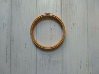 Vintage Gibbs Felt Lined Wood Embroidery 4” Round Hoop Spring Tension USA Made 3