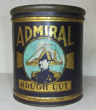 Antique Vintage Rare Admiral Rough Cut Pipe Tobacco Advertising Can Tin