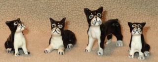 Vintage Boston Terrier Family Set Of 4 Miniature Dog Figurines
