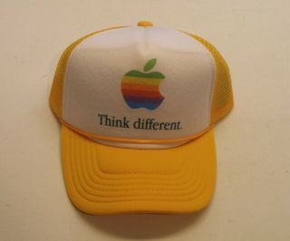 Apple Computer Rainbow Logo Think Different Hat - Yellow W/black Letters -