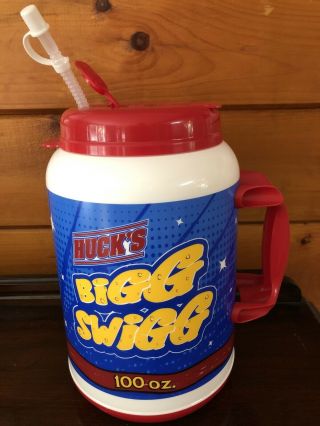 Vintage Whirley 100 - Oz Giant Thermo Mug Insulated Straw Dual Pour Lid Bigg Swigg