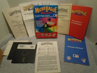 Micro League Baseball Mlb Vintage Commodore C64/128 Game 5 1/4 " Disk W/box/books