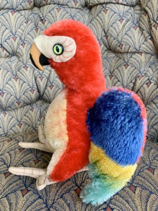 Steiff Lora Parrot Mohair Macaw Large Bird Red Blue 9” Vintage Partial Chest Tag 2