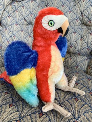 Steiff Lora Parrot Mohair Macaw Large Bird Red Blue 9” Vintage Partial Chest Tag 3