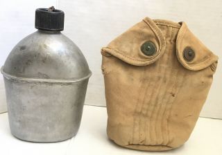 Vintage Us Army Military Issue Wwii 1943 Canteen W/ Cover Gp & F.  Co