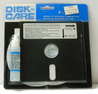 Vintage Disk Care 5 1/4 Floppy Disk Head Cleaning Diskette Kit Nos