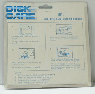 Vintage DISK CARE 5 1/4 Floppy Disk Head Cleaning Diskette Kit NOS 2