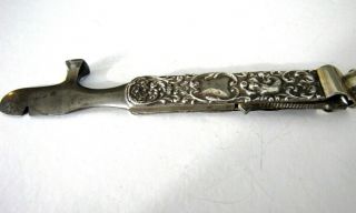 Antique Sterling Silver Art Nouveau Mermaid Cigar Cutter Box Opener Hammer 5.  5 "