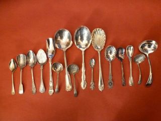 16 Vintage Assorted Silver Plated Serving Spoons