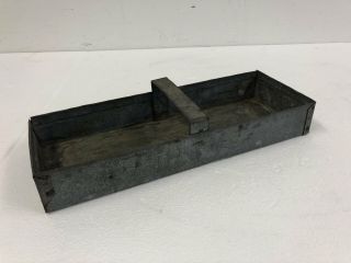 Vintage Solid Metal Tool Box Tote Caddy Planter Galvanized Carrier Industrial