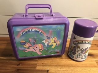 Vintage 1990 Hasbro Aladdin My Little Pony Purple Lunch Box With Thermos