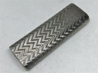 Auth Cartier Silver - Plated Herringbone Pattern Oval Lighter Silver 4551