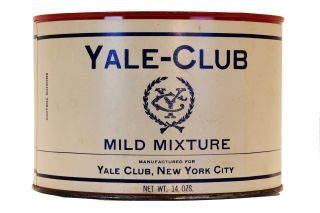 Rare Vintage Paper Label " Yale - Club " Tobacco Tin Very Good Cond - Label Exc Cond