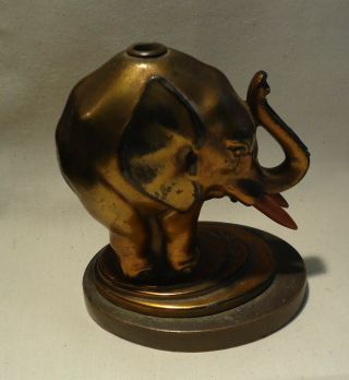 Rare 1935 Vintage Art Deco Ronson AMW Elephant Table Striker Lighter Orig TUSKS 2