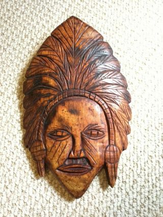 Hand Carved Wooden Vintage Mask,  Decorative Wall Decor By Reuben Cess 2000
