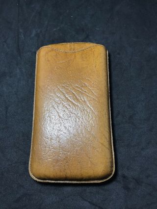 Parker Tan Leather Sliding Cigar Case England For 3 Or4 Cigars
