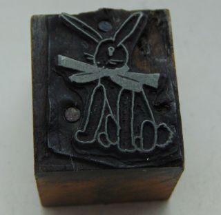 Vintage Printing Letterpress Printers Block Bunny Rabbit With Bow
