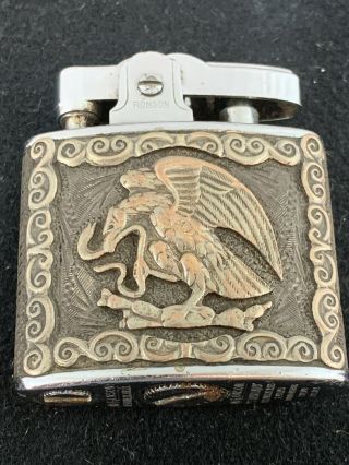 Vintage Ronson Standard Pocket Lighter - Mexico Silver Design Wrap