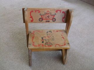 Wooden Childs Convertible Step Stool Chair Vintage Kitchen Bathroom Circus Horse