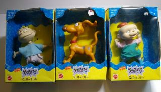 Rugrats Mattel Nickelodeon Figures Boxed Set Of 3 Tommy Spike Phil 1997 Vintage