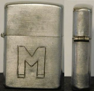 Vintage 1948 Zippo Lighter With 3 Barrel Hinge With A Nickle Silver Insert