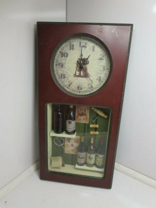 Vintage Wine Bottle Kitchen Shadow Box With Clock Display Approx20 " X10 "