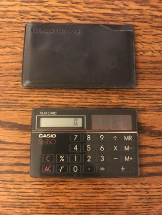 Vintage Casio Solar Calculator Film Card Sl - 760 With Case Checkbook Calculator