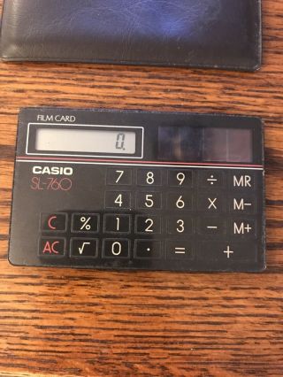 Vintage Casio Solar Calculator Film Card SL - 760 With Case Checkbook Calculator 2
