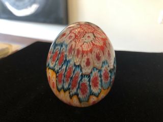 Vintage Millefiori Multi - Colors Paperweight Egg Shape