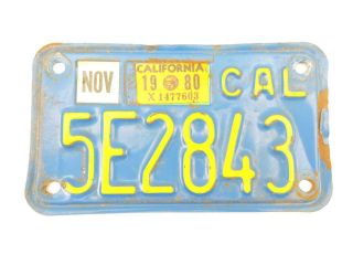 Vintage 1980 California Motorcycle License Plate 323