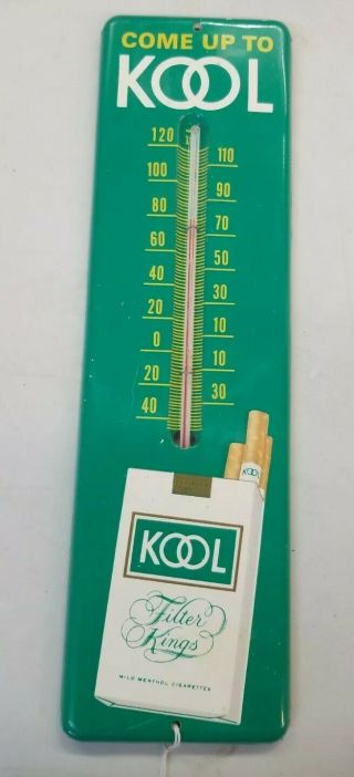 Vintage Kool Cigarette Tobacco Tin Advertising Thermometer Sign 12.  5 X 3.  5