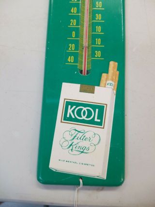 Vintage KOOL Cigarette Tobacco Tin Advertising Thermometer Sign 12.  5 x 3.  5 2