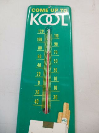 Vintage KOOL Cigarette Tobacco Tin Advertising Thermometer Sign 12.  5 x 3.  5 3
