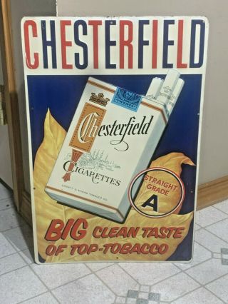 Vintage Metal Sign Chesterfield Cigarette Sign Big Taste,  Old