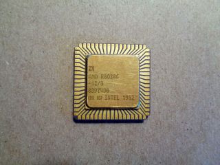 Vintage Amd/intel R80286 - 12/s,  286 Microprocessor Gold Button Cpu Chip,