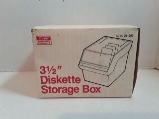 Vtg 3.  5 " Floppy Diskette Plastic Storage Box/holder Tandy Computer 26 - 283