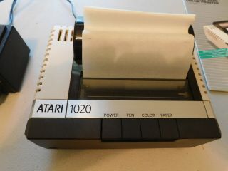 VINTAGE ATARI 1020 COLOR PRINTER WITH POWER SUPPLY,  CABLES/BOOKLET,  POWERS ON 3