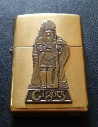 1997 Barrett Smythe Zippo Brass Emblem Cigar Store Indian Emblem Lighter