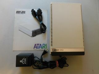 Vintage Atari 1050 Disc Drive With Power Supply,  Cables,  Booklet