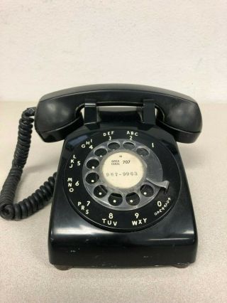 Vintage Bell System Western Electric Rotary Dial Desk Phone Black 500