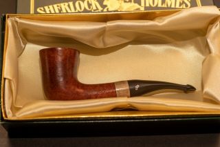 Peterson Of Dublin Sherlock Holmes Mycroft Smoking Pipe Sterling Silver Band