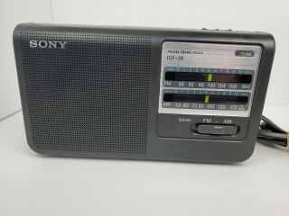 Vintage Sony Icf - 38 Am Fm 2 Band Portable Radio Battery & Ac Power