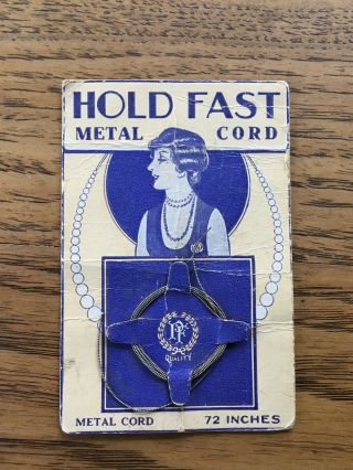 Vintage Art Deco Hold Fast Metal Cord Jewelry Making Supply Graphic Card