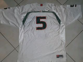 Vintage Nike Team Miami Hurricanes Football Jersey Sz Xxl 5 White 2xl