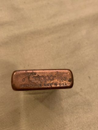 vintage zippo copper cigarette lighter,  D o3 made in USA,  Bradford Pa. 2